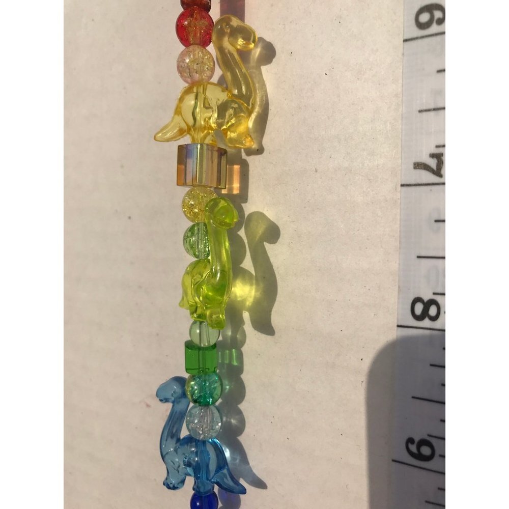 Dinosaur Beaded Suncatcher Rainbow Purple Crystal Prism Hanging Patio Decor - Picture 6 of 9